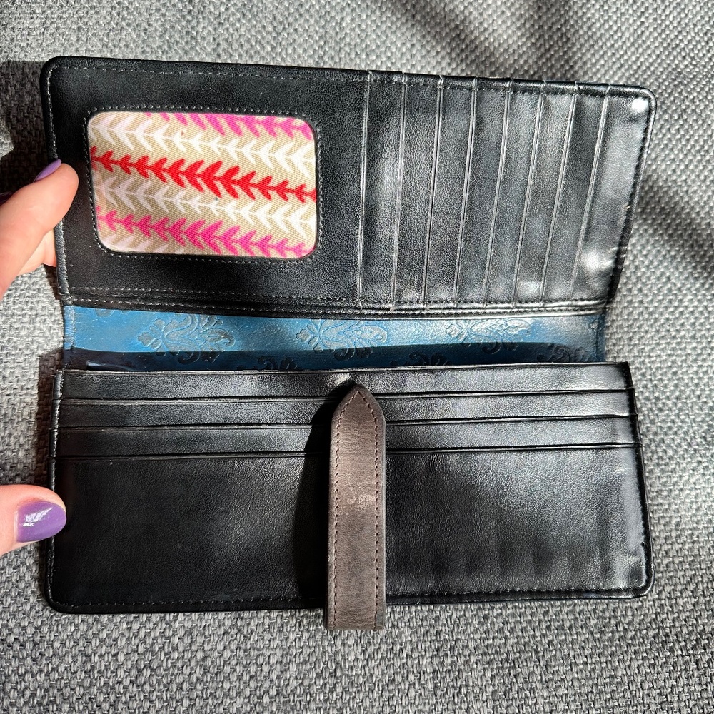 HOLII 💙 Large Genuine Leather Wallet - Twofold - Fleur de Lis 💙 - Picture 6 of 10